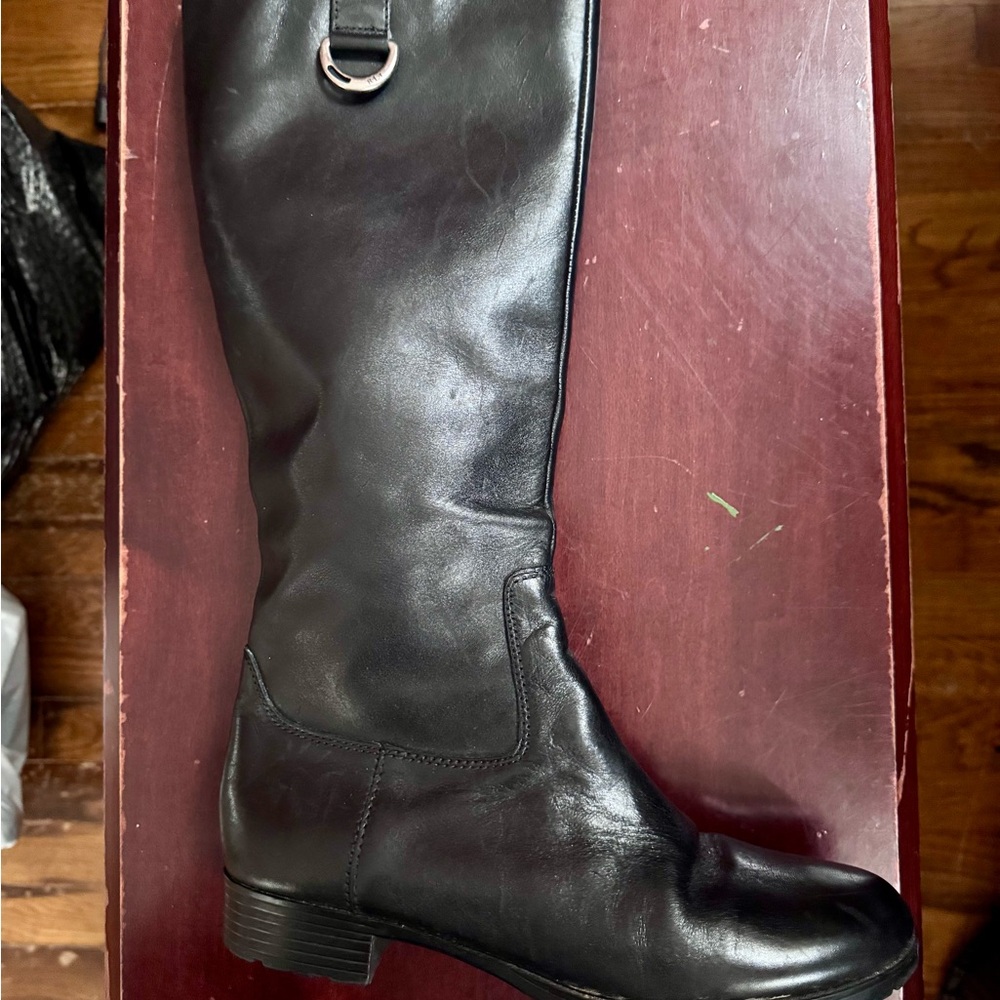Ralph Lauren Black Leather Knee-High Boots - excellent condition size 7.5 - Picture 7 of 8